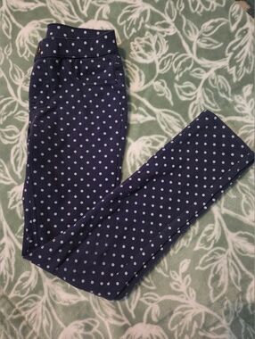 Gymboree Girls Size 10 Navy Blue White Polka Dot Slim Fit Jeggings Stretch Pants